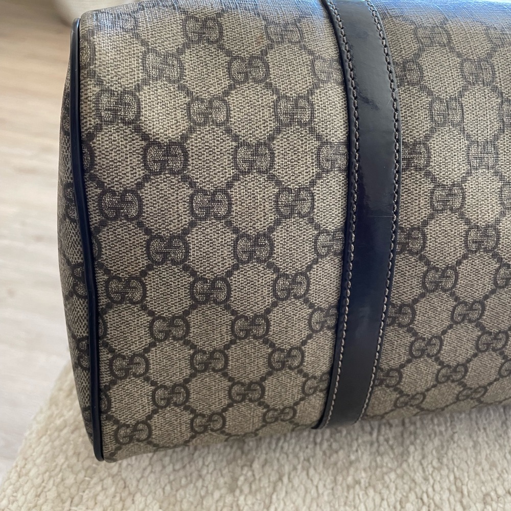 Vintage GUCCI Boston Bag in beige canvas and brown leather - Picture 10 of 17